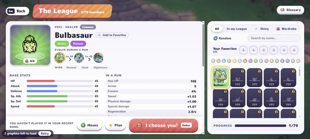 Bulbasaur partner profile and partner selection in the new PokéBonk League