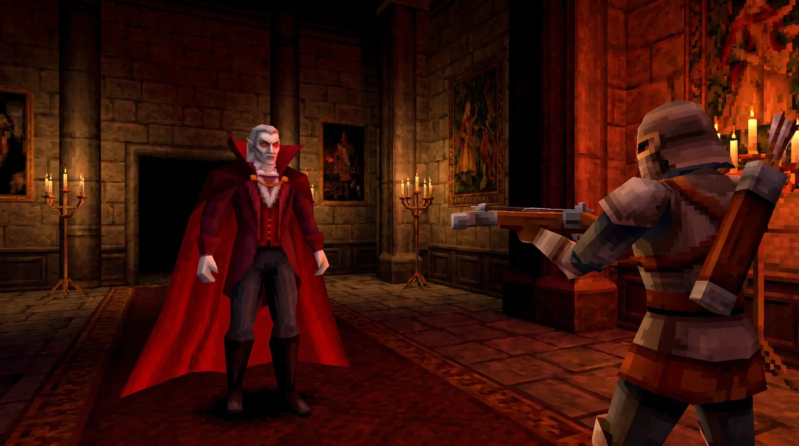 A vampire standing in a Daggerfall crypt